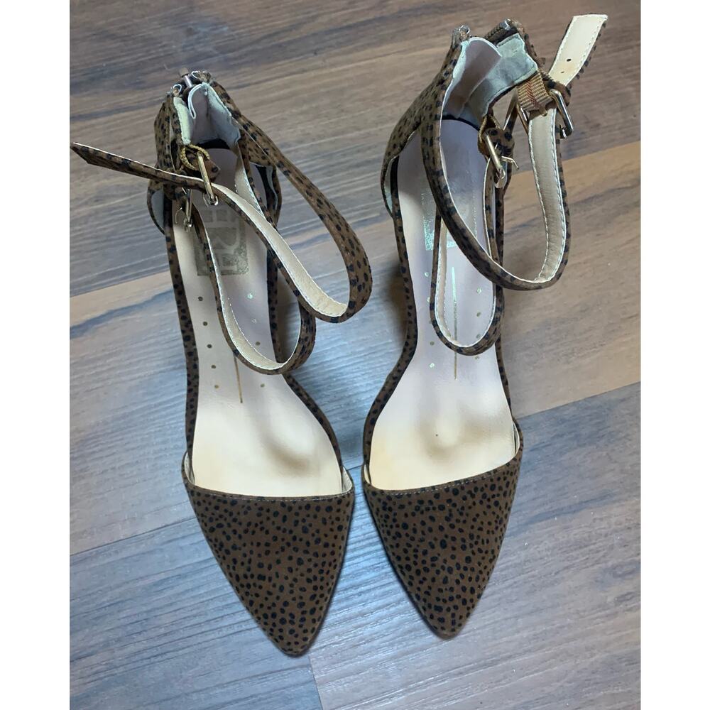 FRH - Stiletto Leopard Print Heels with Buckle Straps - Size 7.8